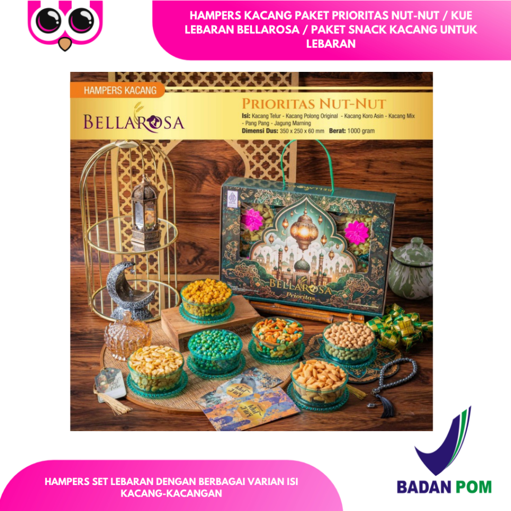 

[ 12 ] PAKET PRIORITAS NUT/ KUE LEBARAN BELLAROSA / PAKET SNACK KACANG UNTUK LEBARAN