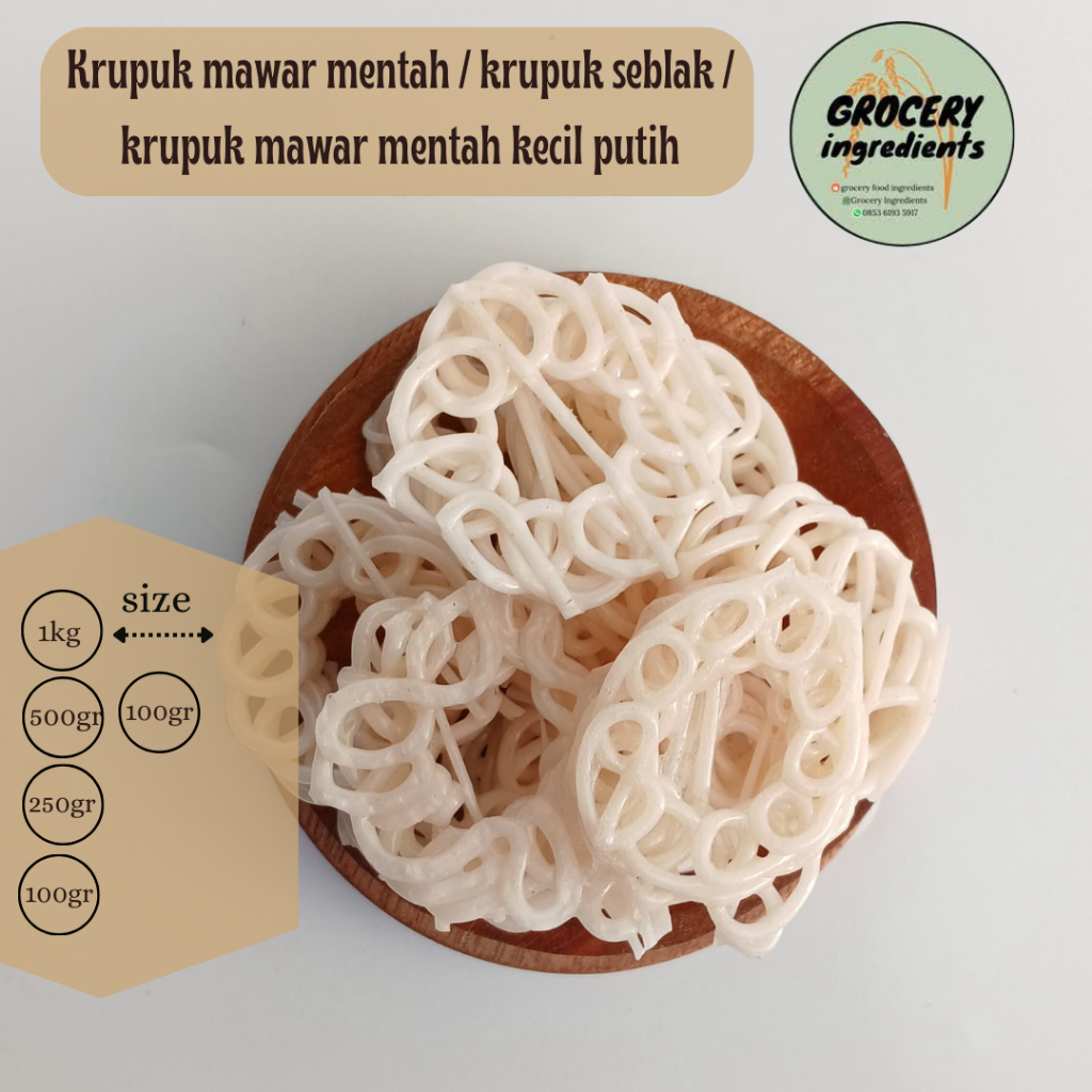 

krupuk mawar mentah kecil putih 250gram / Krupuk mawar mentah / krupuk seblak