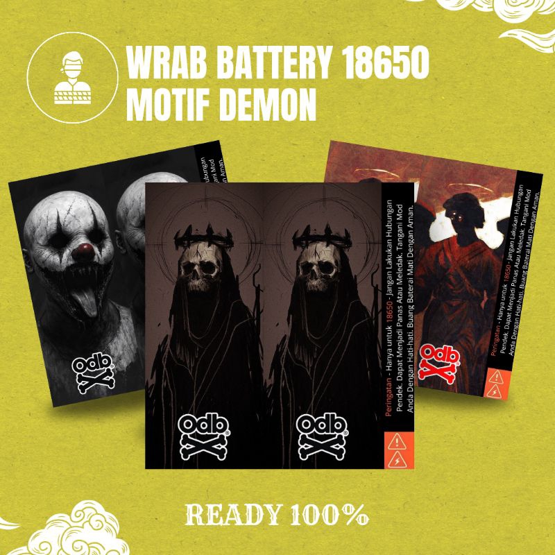 

MAFIASTIKER- Stiker Wrap Baterai 18650 Full Motif Demon - Untuk Melindungi Baterai