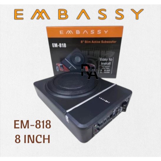 Sii Subwofer kolong Embassy Em 818 Subwofer Aktif Kolong underseat basskolong Slim Mobil Speaker