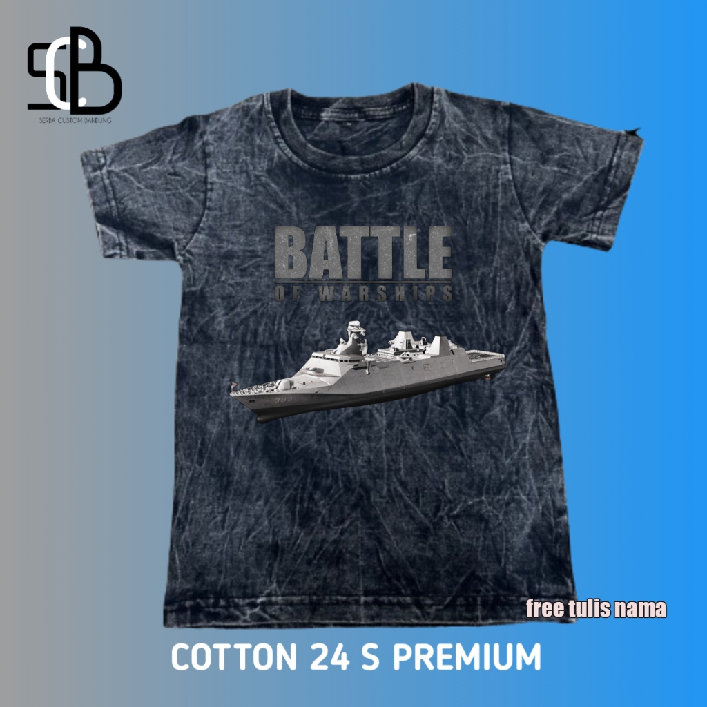Kaos Anak Baju Aak Kapal Perang BATTLE OF WARSHIPS Katun Wahed