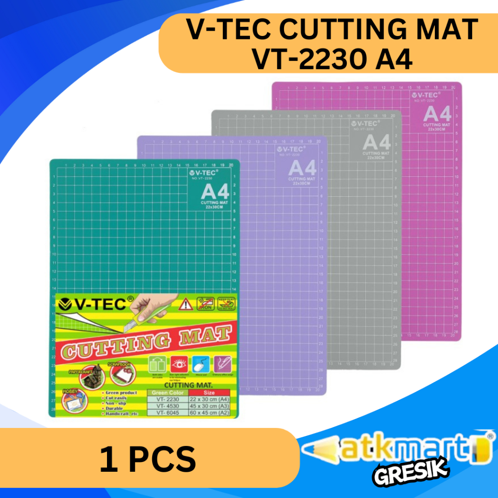 

V TEC CUTTING MAT VT-2230 A4 / ALAS POTONG CUTTER DOUBLE SIDE UKURAN A4