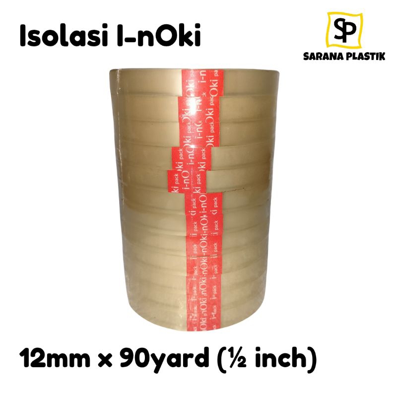

Isolasi / Selotip Inoki Bening | 1/2 Inch / 12mm x 90yard | 1 Slop Isi 12 pcs
