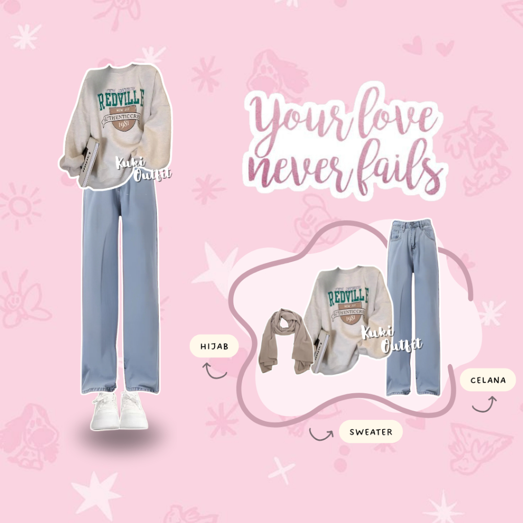 Setelan Wanita Hijab OOTD Kekinian terbaru Outfit Lebaran OOTD Hijab Korean Style - KA21
