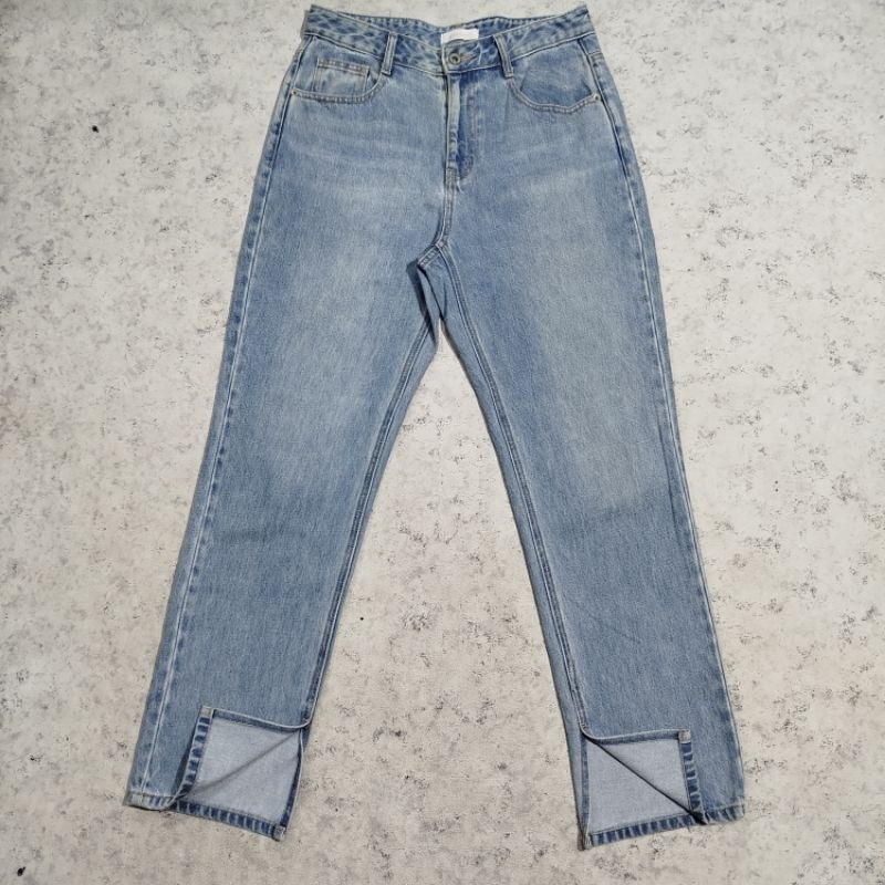 Celana panjang jeans denim wanita GIORDANO non strecth