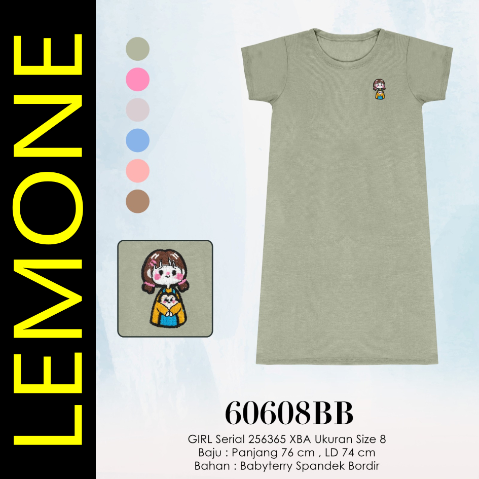 LEMONE for Girls BabyTerry Spandek 60608BB size 08 umur 5-7 tahun Dress Daster mini anak perempuan c