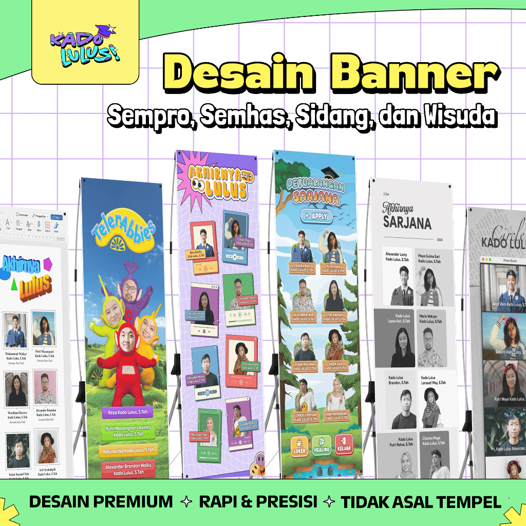 KADO LULUS Banner Spanduk Sidang Skripsi Wisuda Sempro Semhas Desain Unik Lucu #8