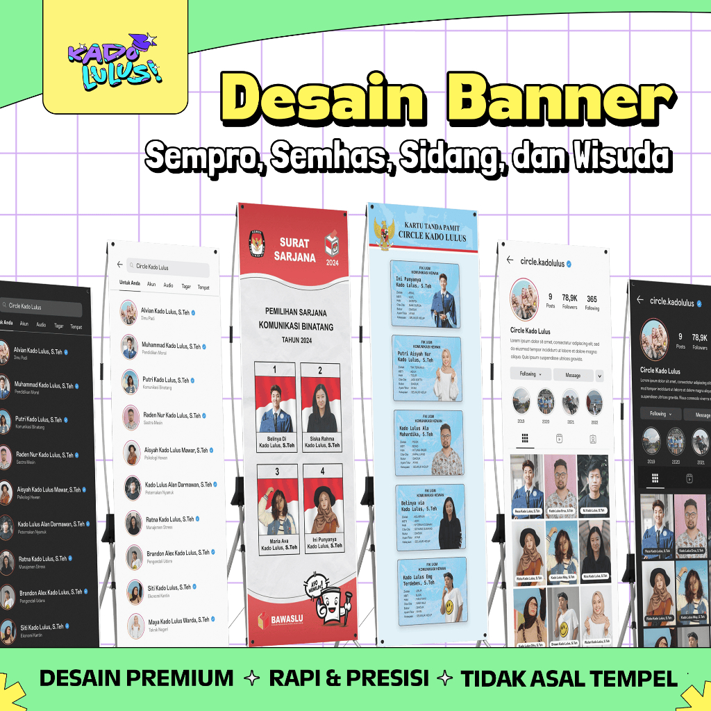 KADO LULUS Banner Spanduk Sidang Skripsi Wisuda Sempro Semhas Desain Unik Lucu #2