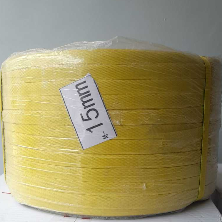 Tali Strapping band strap plastik PP roll tebal packing kuning 15 mm/12mm