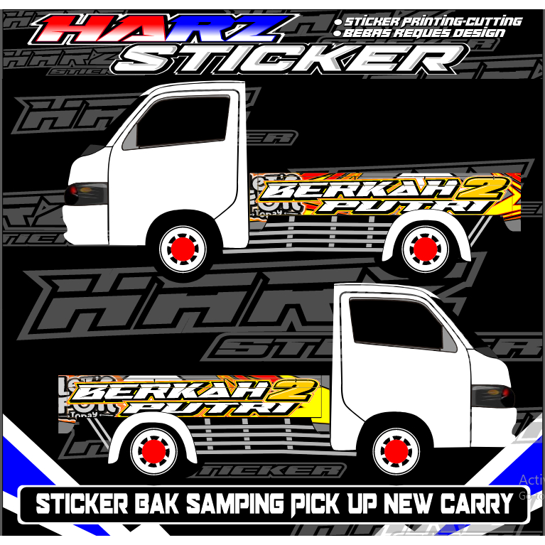 Stiker Bak Samping Mobil Pick Up New Carry-Stiker Variasi-Stiker Berkah 2 Putri-Stiker bebas Custome