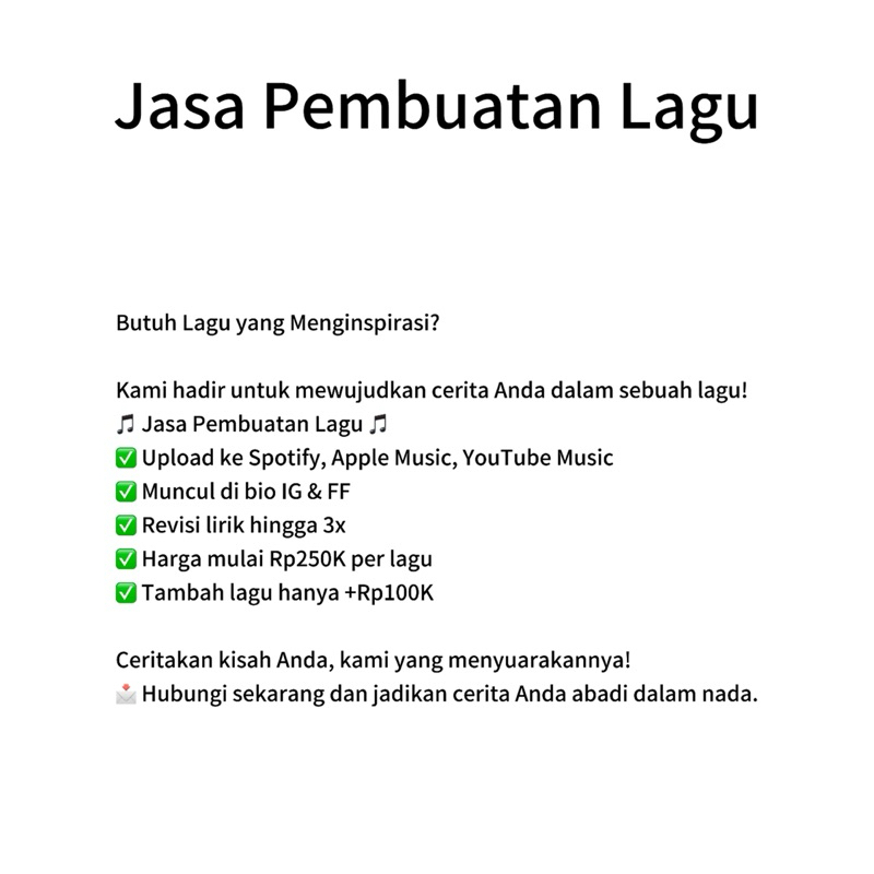 Jasa Pembuatan Lagu Spotify | Apple Music | Youtube Music