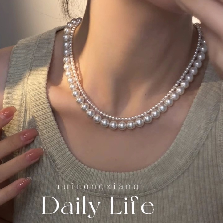 Audrey Pearl Necklace Kalung Choker Mutiara Korea Korean Handmade Necklace Kirei Marie Carissa Hanna