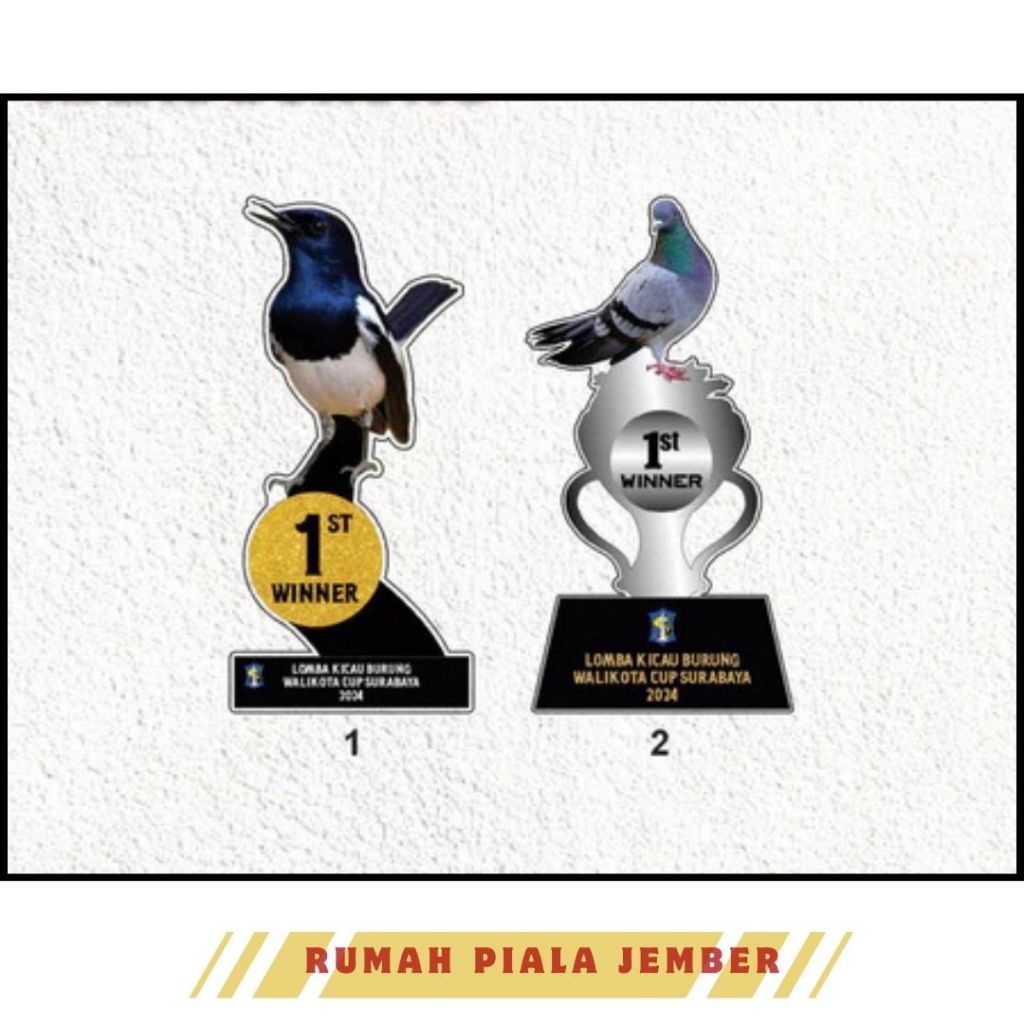 Piala Lomba Burung Plakat lomba Burung Piala Kontes Burung Plakat Burung Berkicau Piala akrilik Cust
