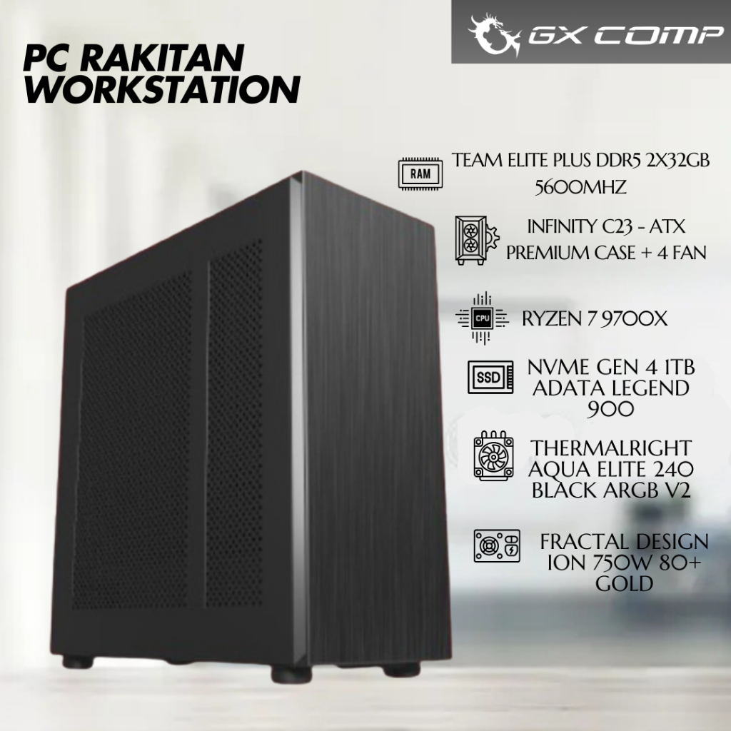 PC Rakitan Workstation RYZEN 7 9700X | RAM 64 GB Kit | Asus ROG Strix B850-F | RX 7900 GRE 16gb