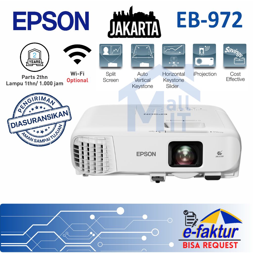 RUMPIN MALLIT EPSON Proyektor EPSON EB-972 EPSON EB972 EPSON EB 972 Garansi Resmi Jakarta