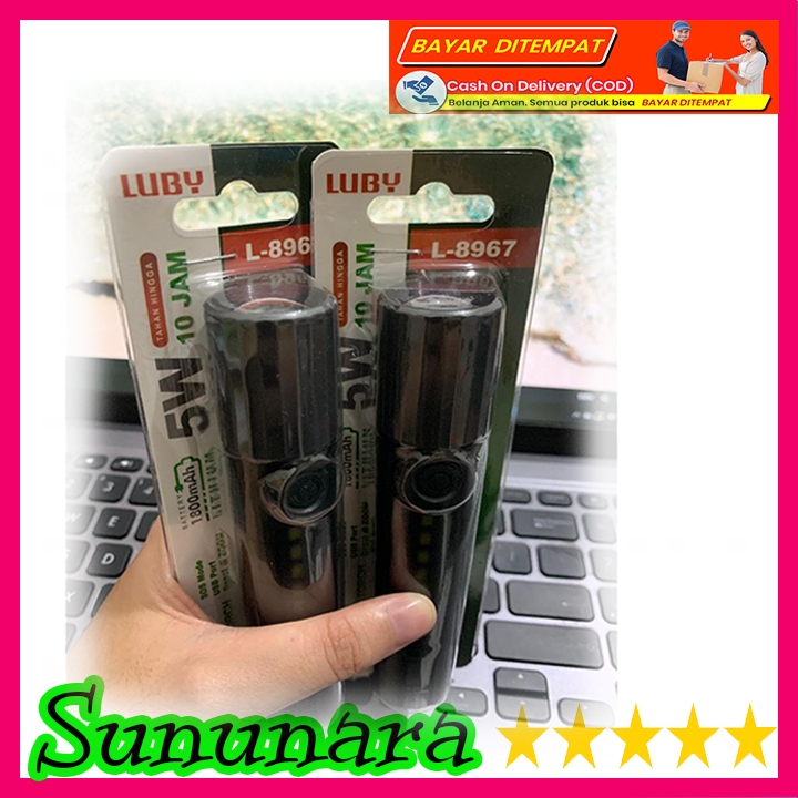 SUNUNARA Senter LUBY L-8967 Senter Tangan Lithium 5W LED Dapat Di ZOOM Senter Luby