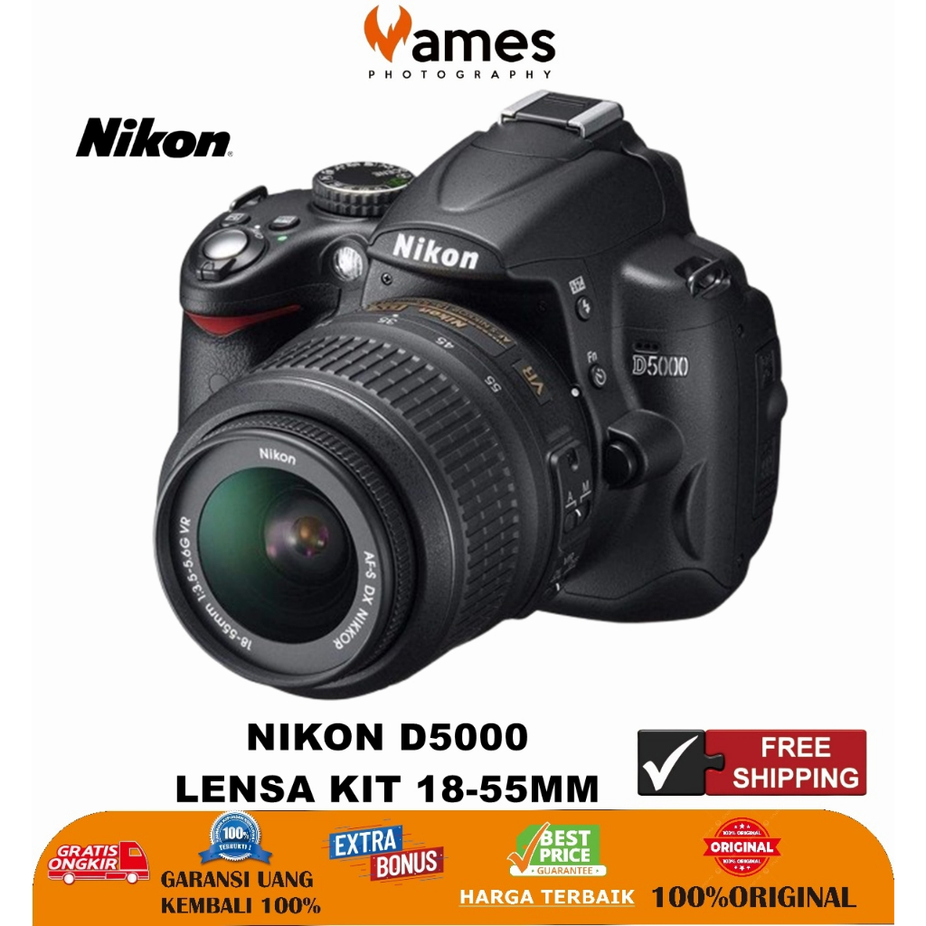 NIKON D5000 Lensa Kit 18-55mm F3.5 - Kamera DSLR Bergaransi