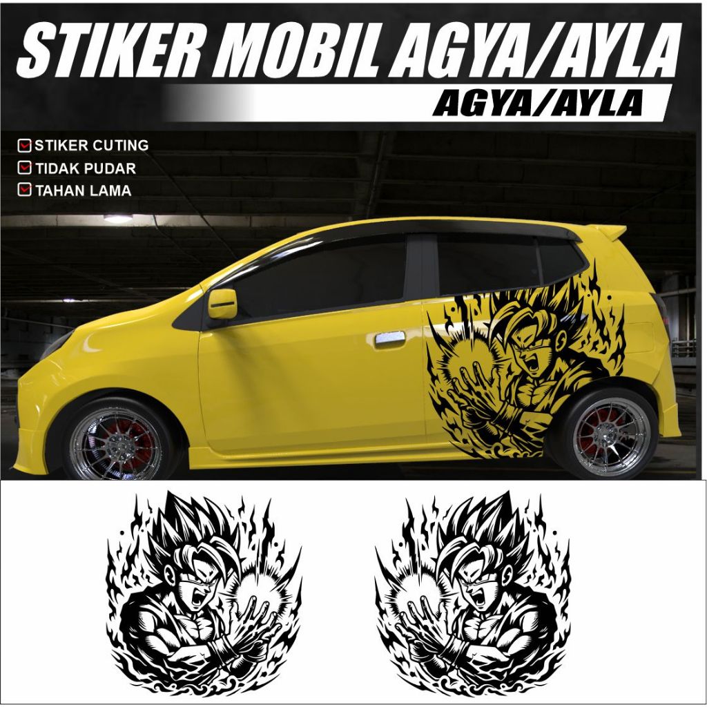 Stiker Mobil Agya/Ayla SUN GOKU Stiker Cuting Keren