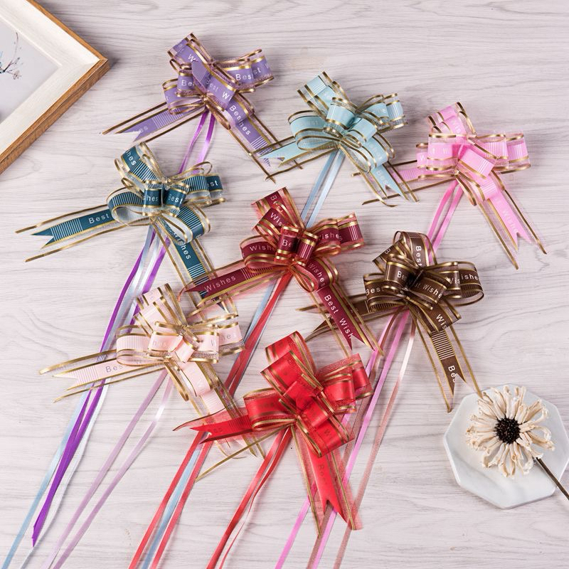 

[5/10PCS] Pita Serut Tarik BEST WISHES 3cm Sedang Les List Emas Gold Buket Kado Parcel