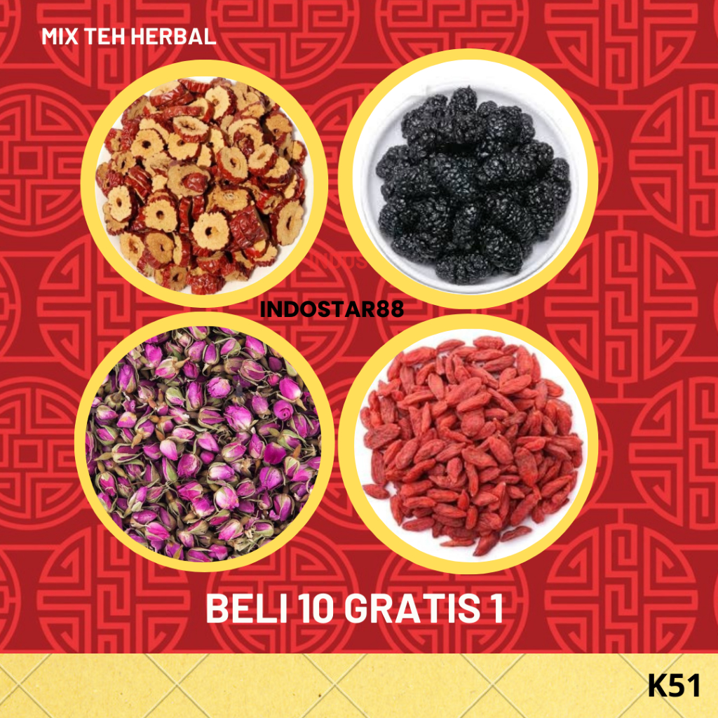 

Teh Herbal Mix Angco Gojiberry Mulberry Chrysanthemum JAsmine Lavender Lemon Kering Hawtron Golden Rose Import Berkualitas