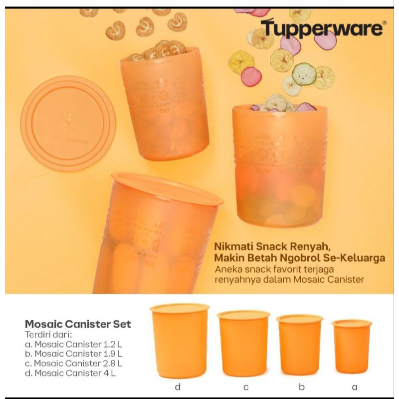 Tupperware Raya mosaic canister pink 4 pcs + dus original  - toples lebaran
