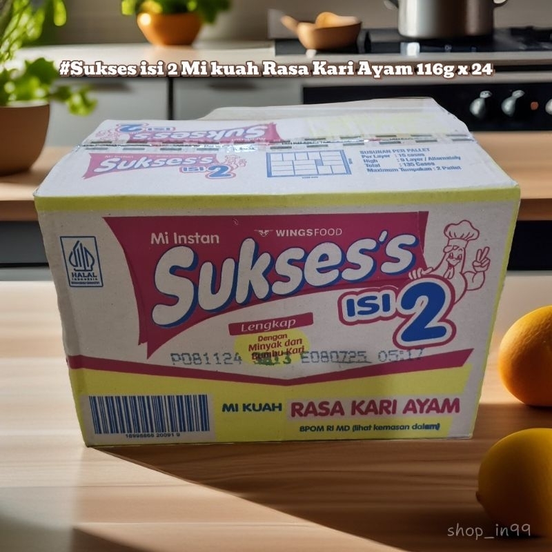 

Mi Sukses isi 2 Mi kuah Rasa Kari Ayam box 116g x 24
