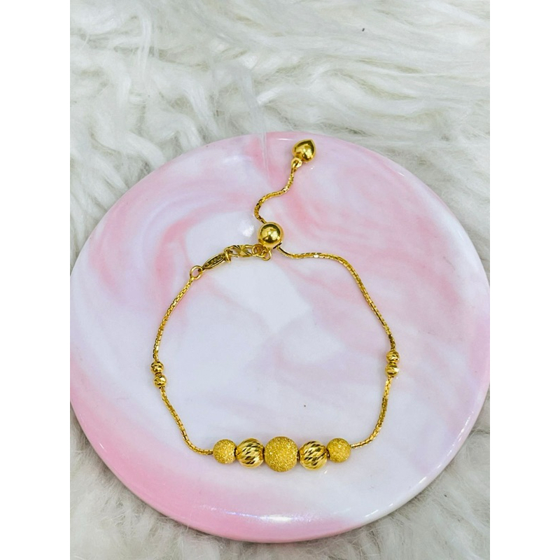 gelang serut bola pasir kristal simple mewah emas asli kadar 875