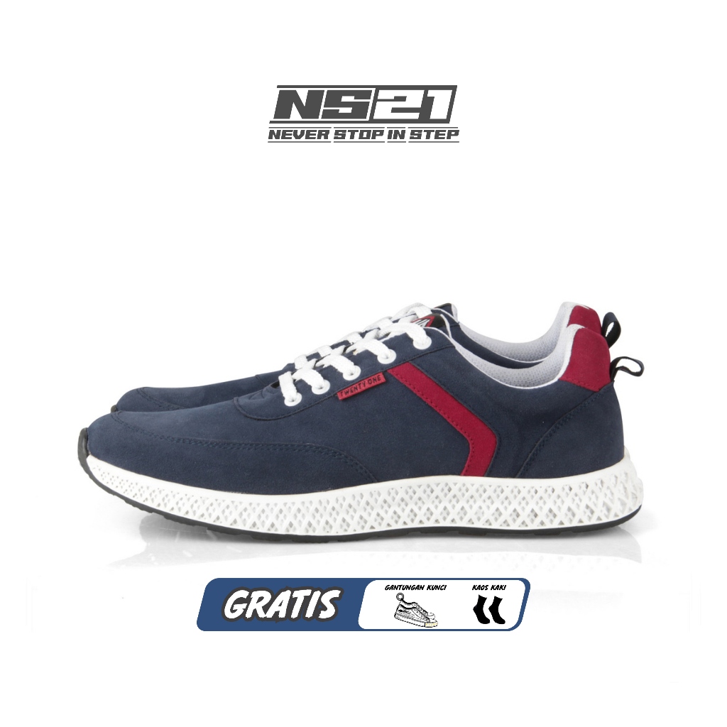 Sepatu pria sport casual Putih Navy Merah NS Twenty One
