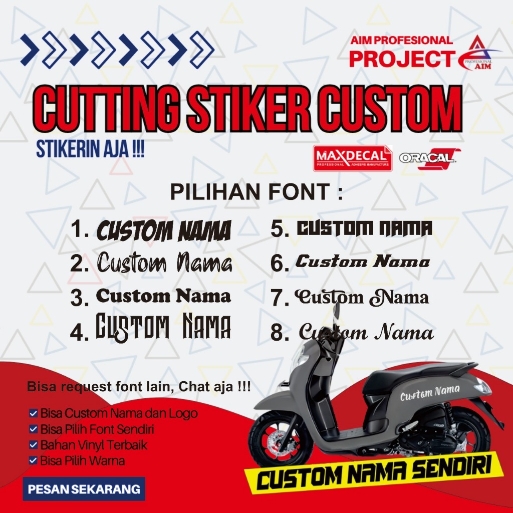 Cutting Stiker Custom, Stiker Custom Nama, 30cm cutting
