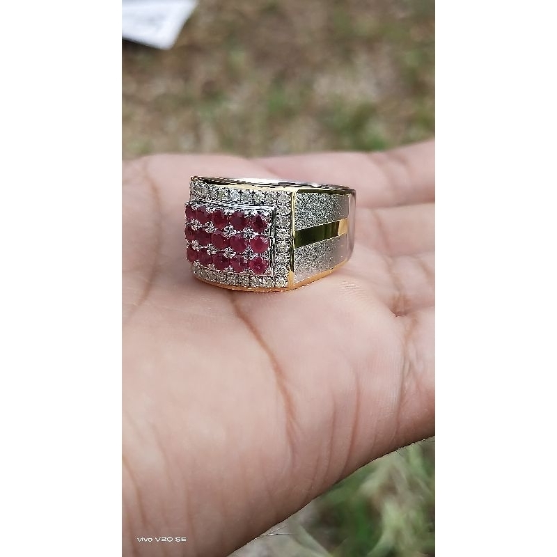 cincin pria berlian mata utama 15 pcs natural merah Ruby 1crtan lebih besar gratis memo lab dan box 