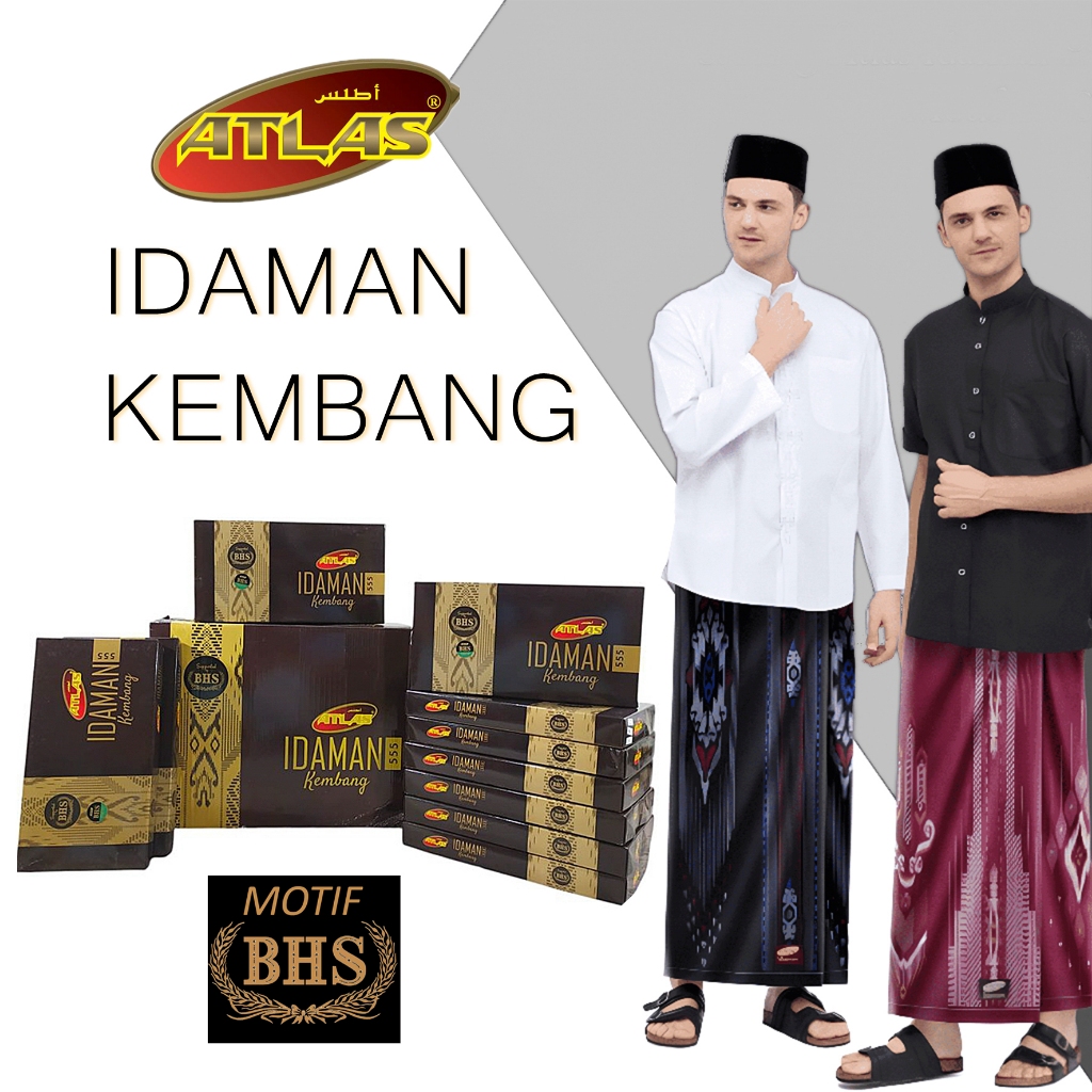 [IDAMAN] Sarung Atlas Idaman Harmoni GOLD motif Kembang BHS PREMIUM Sarung Dewasa berkualitas Behaes