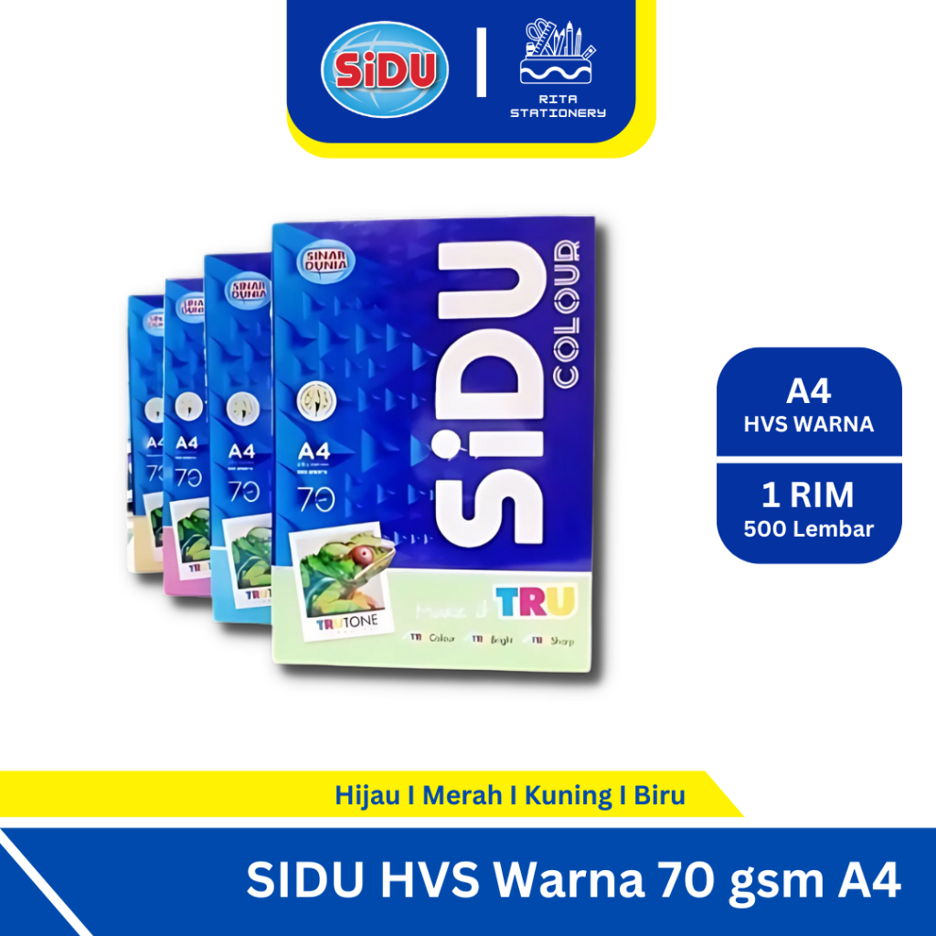 

Kertas HVS Warna Sidu 70 GSM A4 - Kertas warna