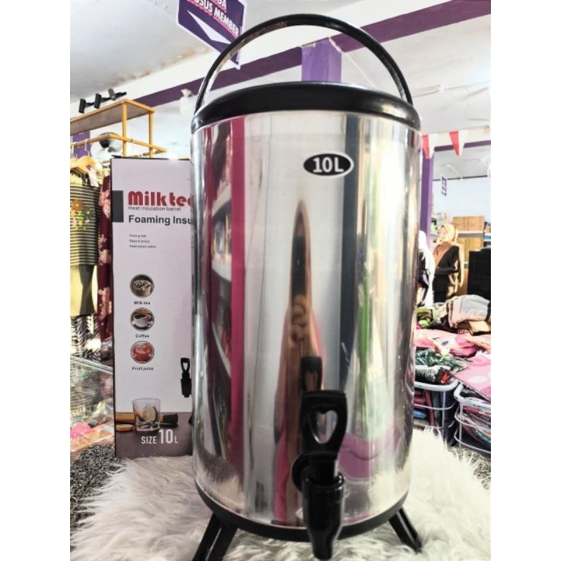 Dispenser Milk Tea Bucket 10ltr Bahan Stainless Steel / Milk Tea Bucket 10 Liter Serbaguna