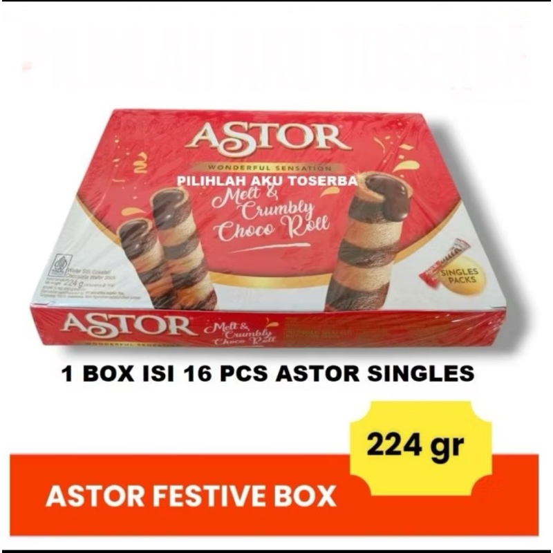 

Astor single wafer stick coklat edisi festive box isi 16 pcs kemasan single