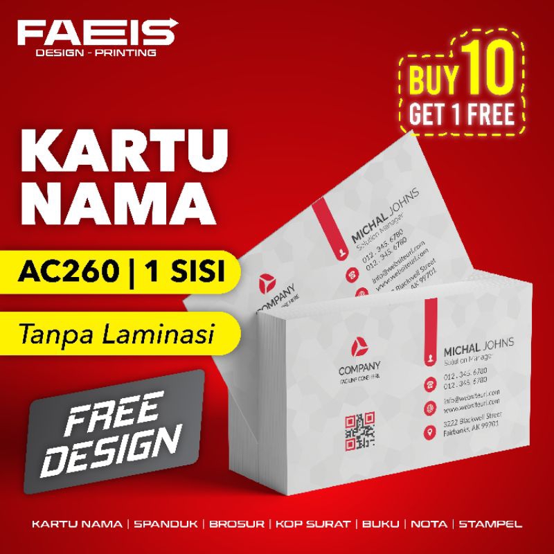 

Cetak Kartu Nama 1 Sisi | Tanpa Laminasi | Free Design | Name Card | Business Card | Free Box | 1 Box Isi 100