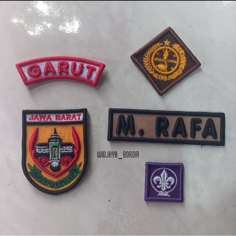 Bordir timbul atribut pramuka jawa barat