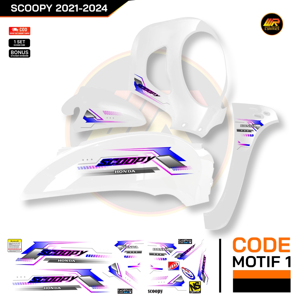 Striping Scoopy Fi Variasi Simple Bahan Bening Sticker Scoopy Fi Transparan