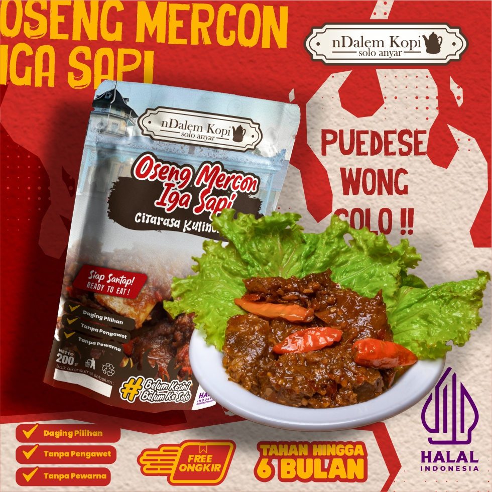 

Oseng Mercon Iga Sapi Merecon Daging Empuk Pedas Lezat 200 gram - nDalem Kopi