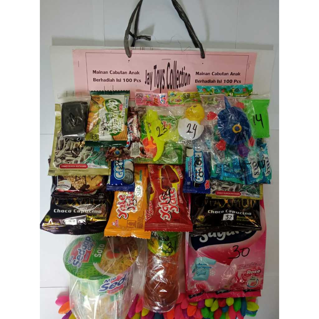 cabutan balon berhadiah isi 100 pcs cabutan pasangan berhadiah SDP