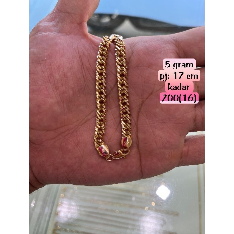 gelang tangan emas model rantai hollow.mas kadar 700(16k)