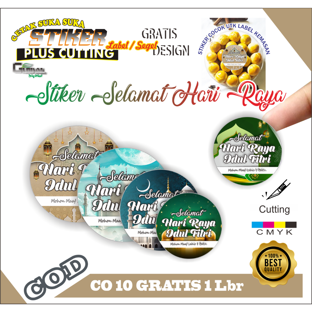 

Sticker Bulat Idul Fitri Sticker Lebaran Ramadan Cookies