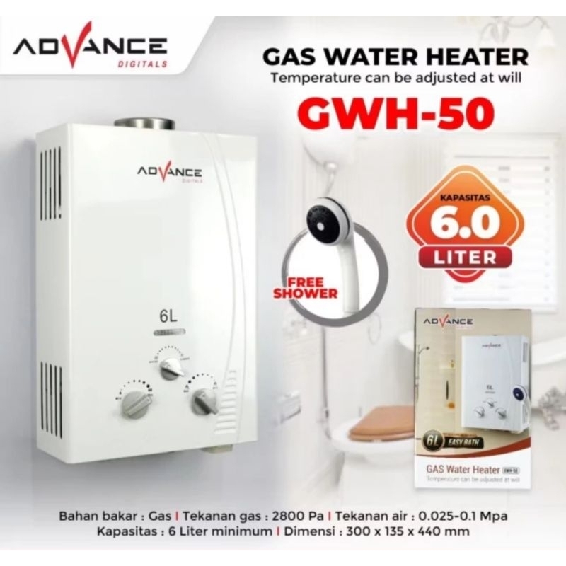 ADVANCE WATER HEATER GWH-50 Pemanas Air Gas