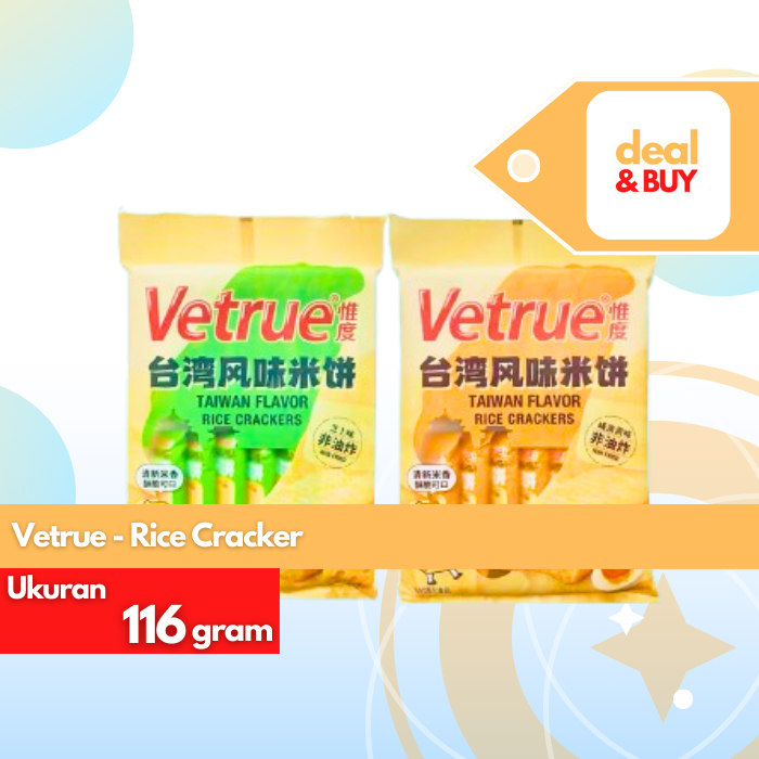 

Vetrue Taiwan Flavor Rice Crackers - Salted Egg Yolk - Cheese 116g