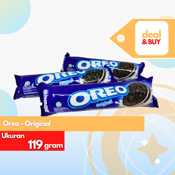 

OREO Original - Chocolate Sandwich Cookies with Vanilla Flavored Cream - Biskuit Sandwich Coklat dengan Krim Rasa Vanilla 119.6g