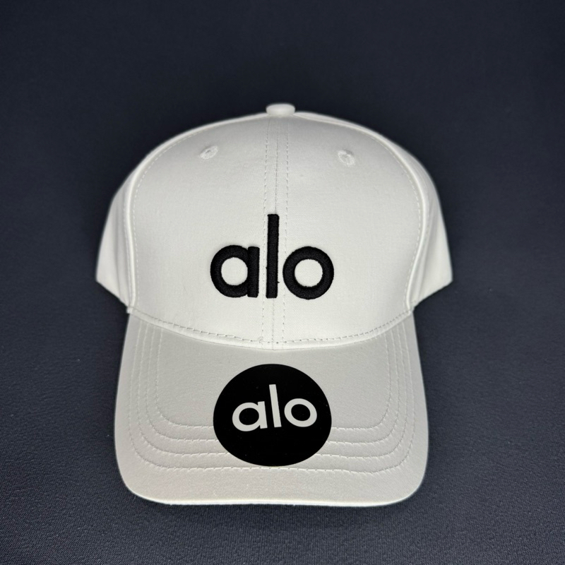 Topi Lari Olahraga ALO White Logo Black Bahan Cotton