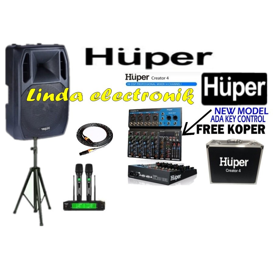 paket sound system 15 inch huper ak15a mixer huper ig8 sk18pro 1 buah original