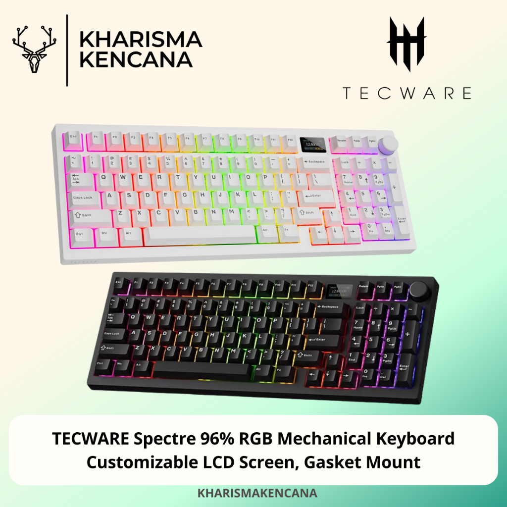 TECWARE Spectre 96% RGB Mechanical Keyboard Customizable LCD Screen, Gasket Mount
