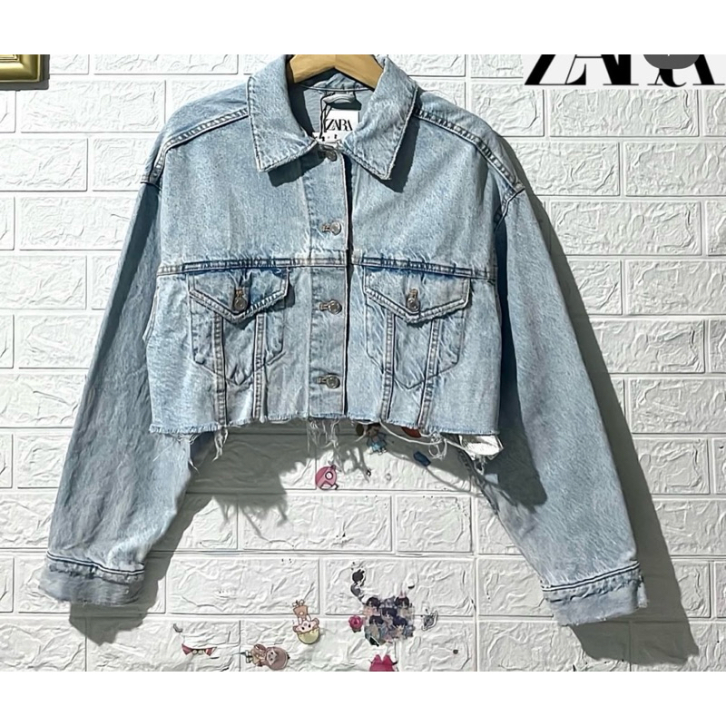 Jacket crop denim zara