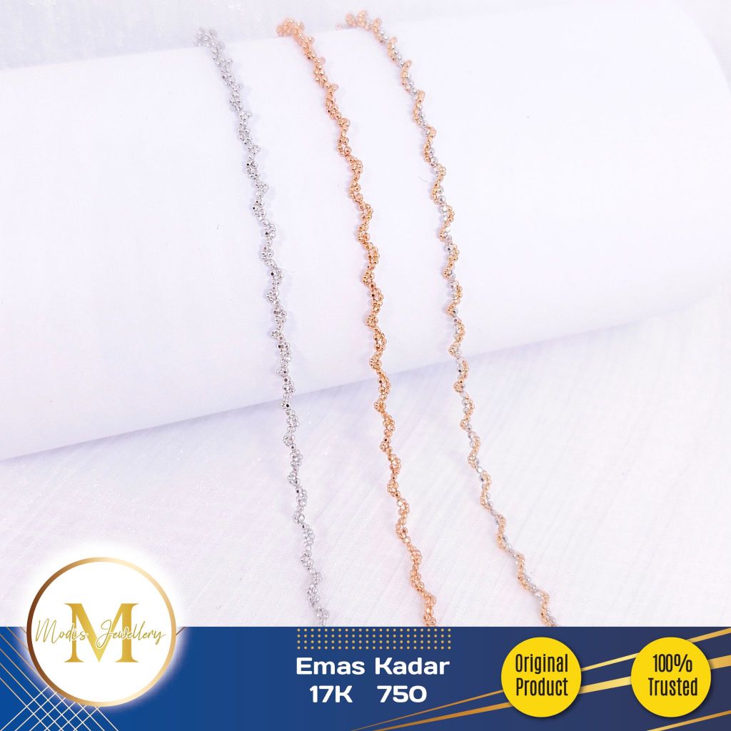 MODIS JEWELLERY - Kalung Biji Lada Lilit Putih Rosegold - Emas 17k  750