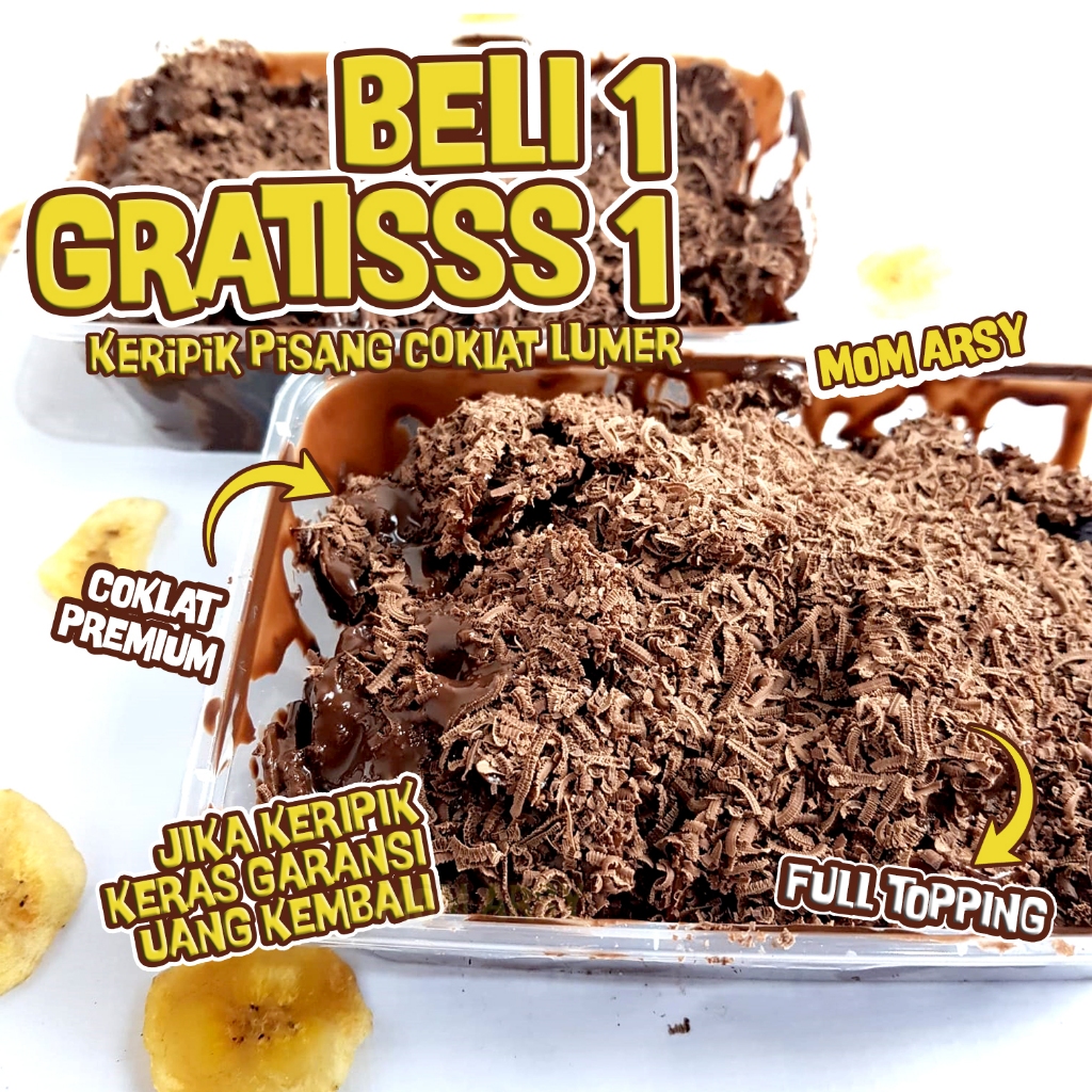 

KERIPIK PISANG COKLAT LUMER MOM ARSY | TERHEMAT BELI 1 GRATIS 1 | Bebas Mix Rasa Matcha, Strawberry, Tiramisu, Chocolate, Taro